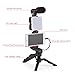Generic HuaerHui Vlogging Starter Kit with Mini LED Video Light + Shotgun Microphone + Universal Cellphone Holder Clip + Pistol Grip Tripod Compatible with Smart Phones/Cameras, Black, W-TZ001