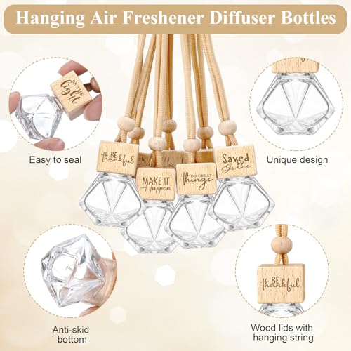 Image of Funnymoom 20 Pcs Christian Gifts Bulk Empty Wood Air Diffuser Freshener Church Accessories Essential Oil Car Freshener for Women Men Teacher Employee Housekeeping Coworker Christmas Appreciation