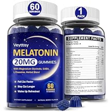 Melatonin 20mg Gummies for Adults - Max Strength Melatonin Gummy Supplement with Magnesium Glycinate, B6, B12, L-Theanine, GABA, Herbs - Non-Habit Forming, Vegan, Natural Mixed Berry Flavor
