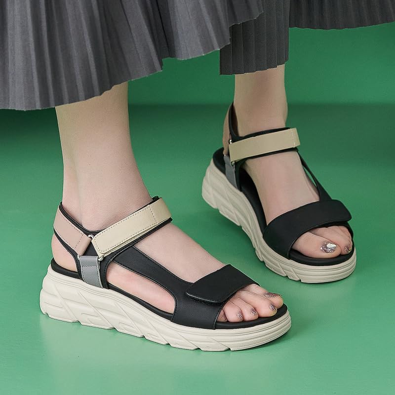 Walking Sandals for Women Adjustable Hook & Loop Comfortable Platform Non-Slip Beach Water Sports Sandals