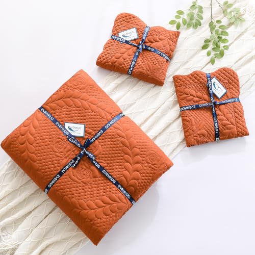 Image of EVENHUG Oversized King Bedspreads California King Quilt Set with Pillow Shams Extra Wide Large King Size Quilts Lightweight Coverlet Bedding Sets Caramel 120 inchx128 inch