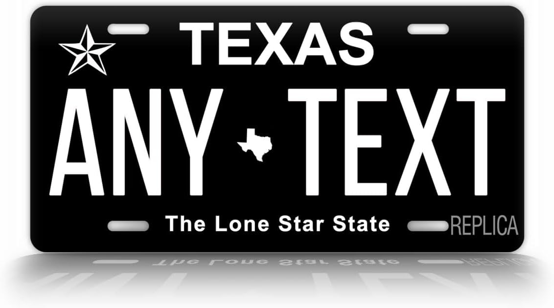 Customized Texas Inverted Black License Plate Personalized TX Auto Tag Automotive