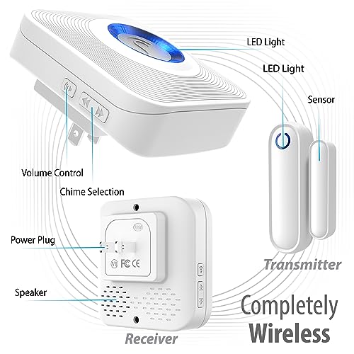 image for Fosmon WaveLink Wireless Door Chime with 500 Feet Range, 58 Tunes, 5 V