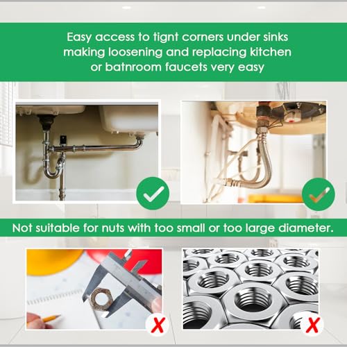 Zieuyend 2Pcs Multifunctional Basin Wrench Set, 7 Sizes Universal Under Sink Plumbers Tool with Four-Jaw Hex Wrench for Kitchen & Bathroom, Includes Free Gloves - Image 3