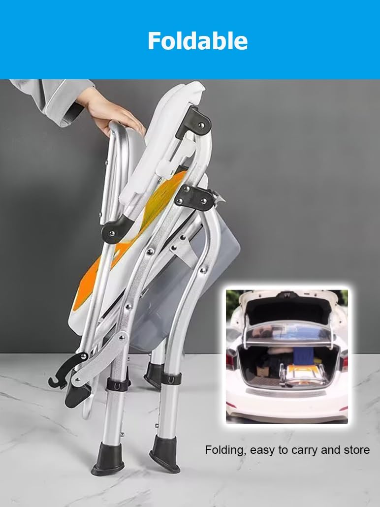 Sedia da doccia pieghevole portatile for anziani e disabili, sedile da bagno pieghevole, sedie da bagno pieghevoli regolabili in altezza a 4 livelli(Oranje,B)