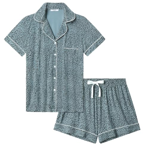 Image of Cherrydew Women's Bamboo Viscose Cooling Button Up Pajama Shorts Set