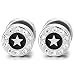 10MM Herren Damen Ohrringe Kreis Stern Ohrstecker mit Zirkonia Schwarz Emaille, Fake Plugs Ohr Cheater Gauges Edelstahl