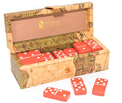 Set profesional de dominó doble seis rojo tamaño jumbo con estuche mapa