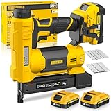 Alloyman 20V MAX Pistola de Clavos y Grapadora Eléctrica Inalámbrica 2 en 1, para Bricolaje y Carpintería