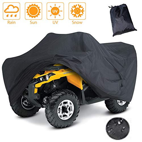 LotFancy All Weather Waterproof ATV Cover, Heavy Duty Black Quad Protects 4 Wheelers
