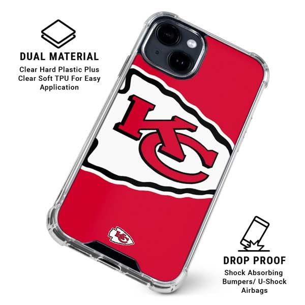 Skinit Clear Phone Case Compatible with iPhone 14 - Officially Licensed NFL Kansas City Chiefs Large Logo Design