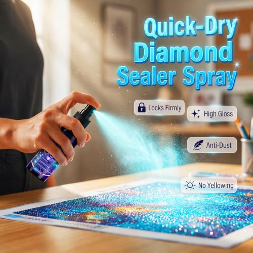 Image of Crystal Painting Sealer Spray, Quick-Drying Diamond Art Sealer with Clear Gloss Finish for Diamond Art, Coasters, Art Puzzles and DIY Craft Projects (100ml, 1PCS)