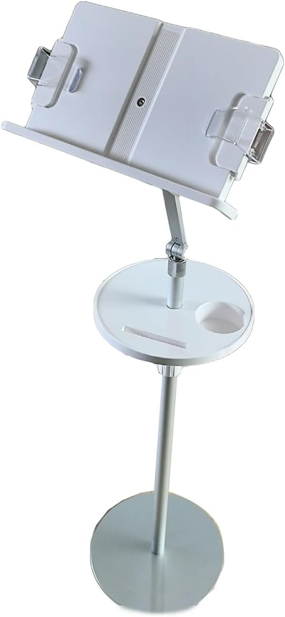 Book Stand with Book Clip and Storage Tray for Home Office, School, and Music Room