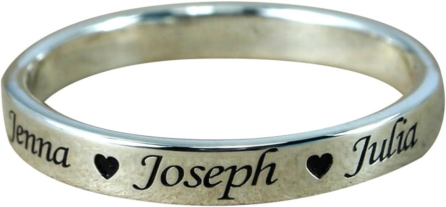 Custom Engraved Sterling Silver Ring for Women Personalized Name Ring Free Engraving Jewelry Gift for Mom Size 4-12