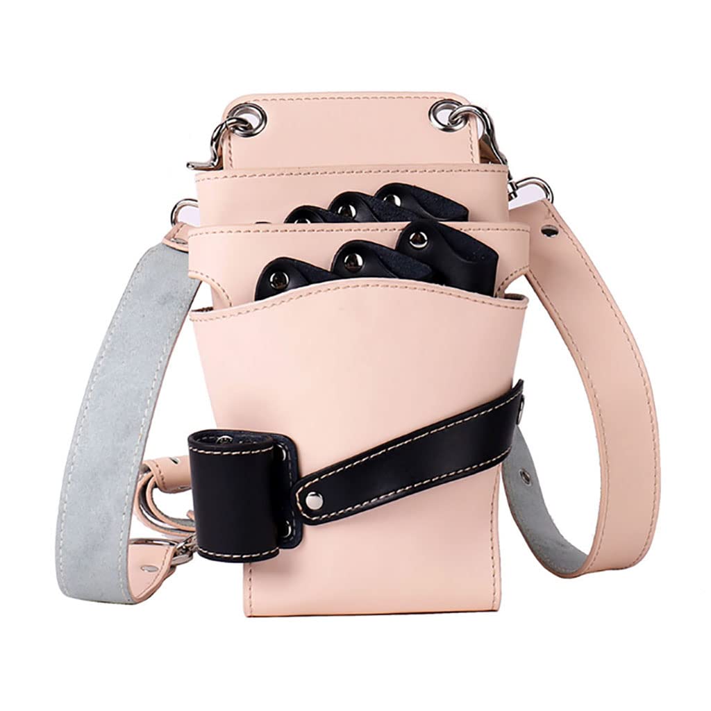 vrfvsdasAAS Hairdressing Tools Waist Bag, Genuine Leather Salon Hair Stylist Scissors Shear Holster Hairdressing Comb Holder Case Bag