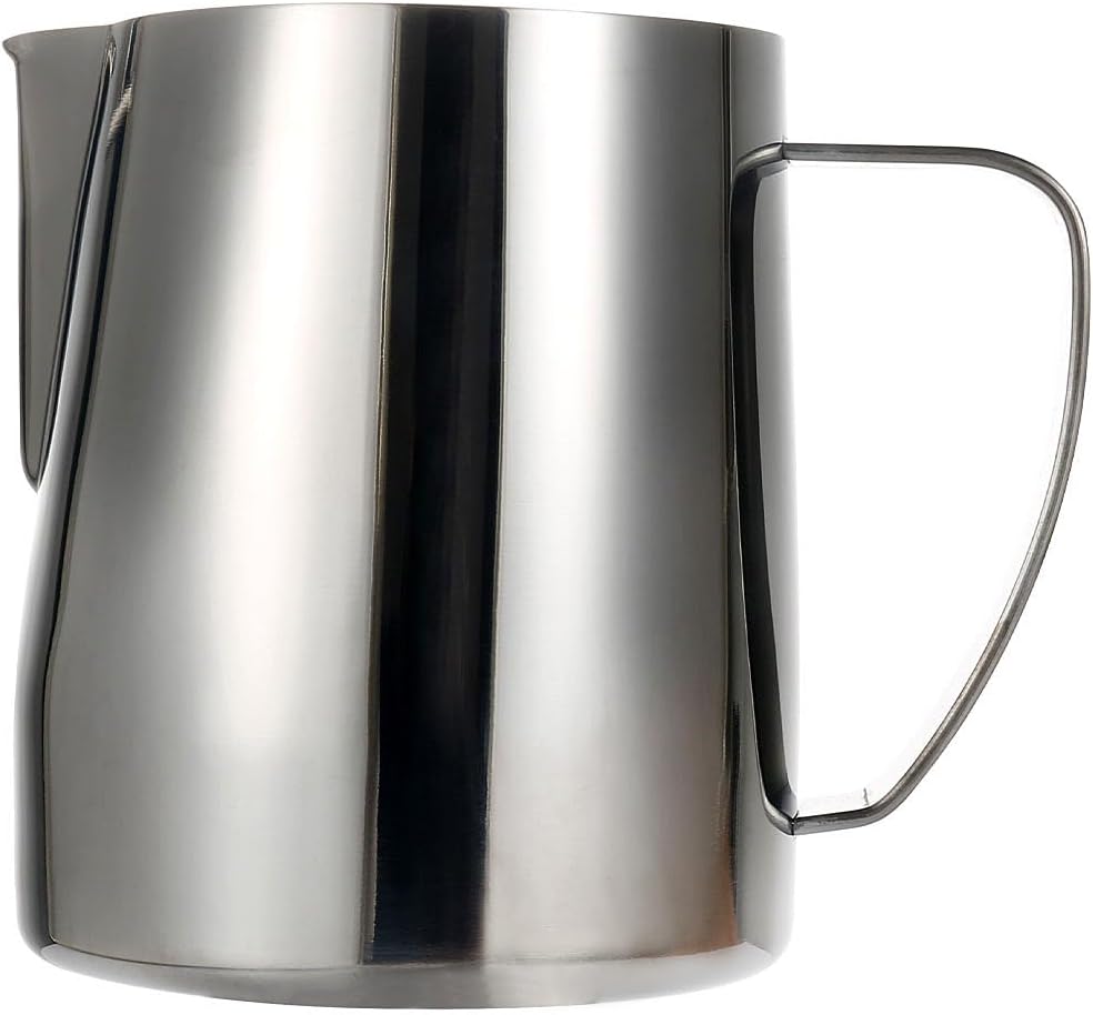 Milk Frothing Pitcher, 24oz/700ml Espresso Steaming Pitcher, Stainless Steel Milk Frother Steamer Cup for Latte Art (Black)