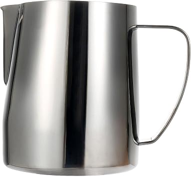 Milk Frothing Pitcher, 24oz/700ml Espresso Steaming Pitcher, Stainless Steel Milk Frother Steamer Cup for Latte Art Black