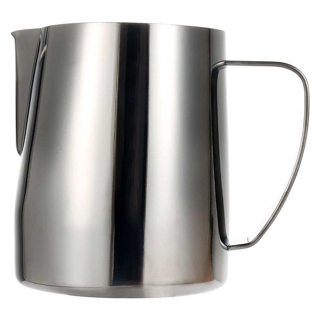 Milk Frothing Pitcher, 24oz/700ml Espresso Steaming Pitcher, Stainless Steel Milk Frother Steamer Cup for Latte Art (Black)