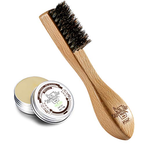 BFWood Beard Brush and Balm - Unique Facial Hair Beard Brush + Beard Balm 30g