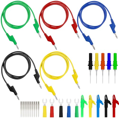QWORK® 30PCS 4mm Banana Plug Test Leads Kit for Multimeter Testing, white