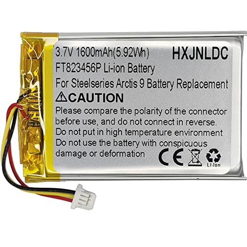 HXJNLDC DC 3.7V 1600mAh FT823456P Rechargeable Polymer Lithium Battery for Steelseries Arctis 9 Wireless Gaming Headset Battery Replacement