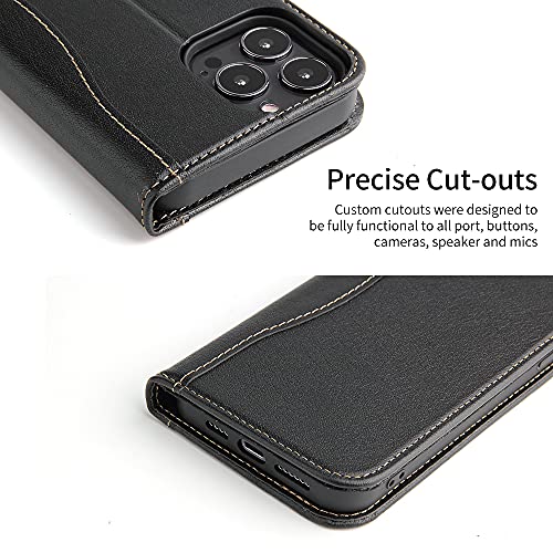 nincyee Capa carteira de couro legítimo para iPhone 12 Pro e iPhone 12, fecho magnético com suporte
