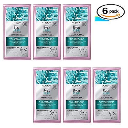 L'Oreal Paris Hair Care Ever-Pure Deep Moisture Hair Sheet Mask (Pack Of 6)