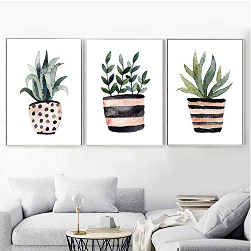 Aquarelle feuilles vertes affiche moderne pour créer un couloir lumineux et zen