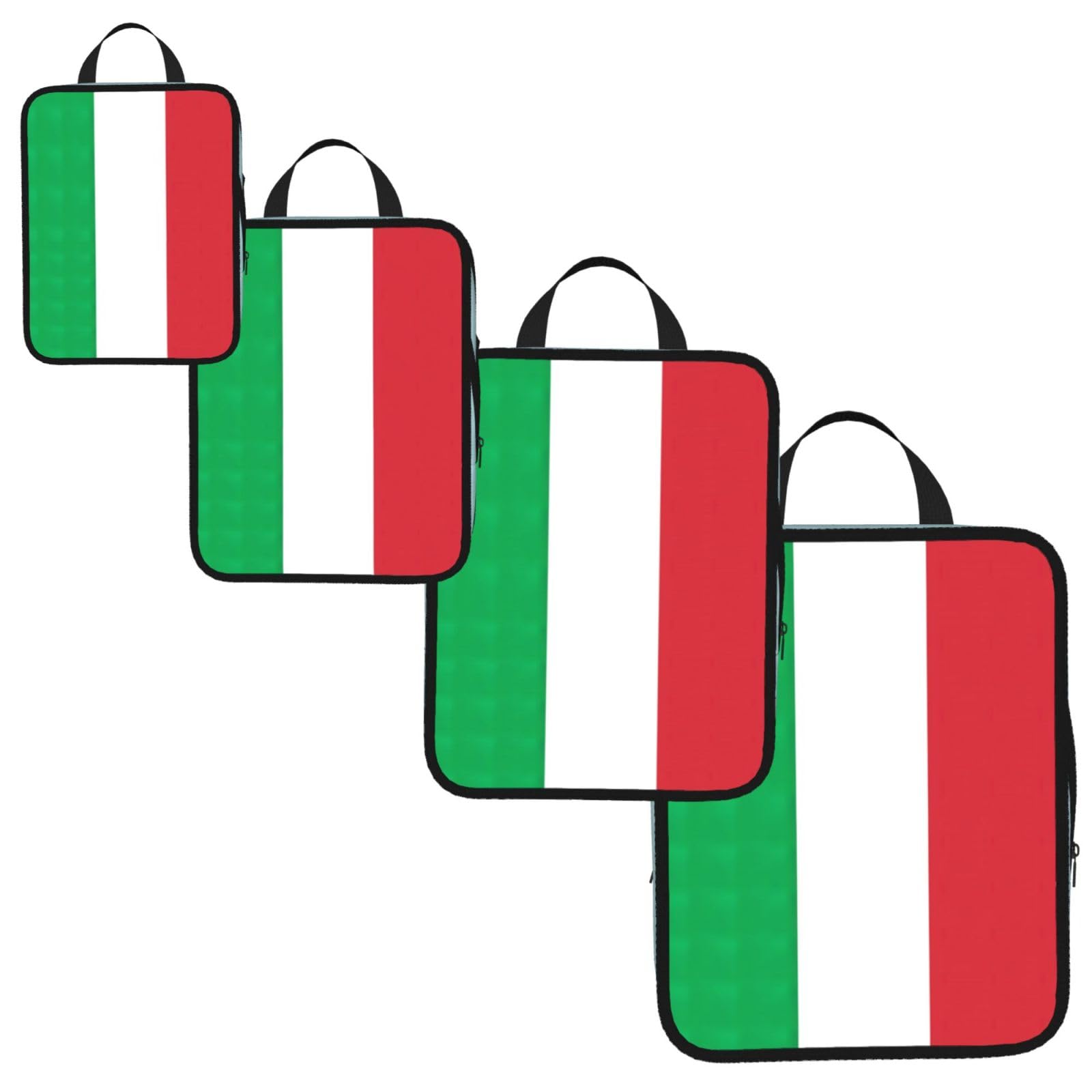 italy flag Print 4 Set Compression Packing Cubes for Suitcases,Expandable Storage Bag Organizers