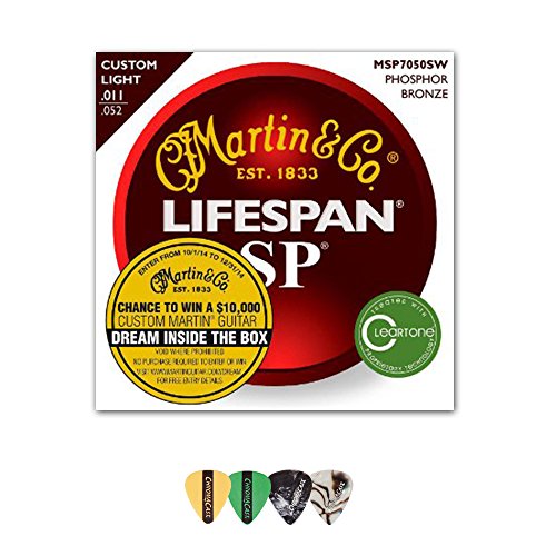 Martin MSP7050SW-1PK SP Lifespan Phosphor Bronze Acoustic Guitar Strings, Custom Light, 11-52, 1