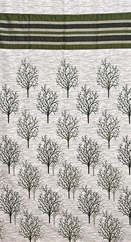 Image of HOME UTSAV 1 Piece Jute Blackout Semi Sheer Heavy Jacquard Tree Curtains for Door 7 Feet, Green