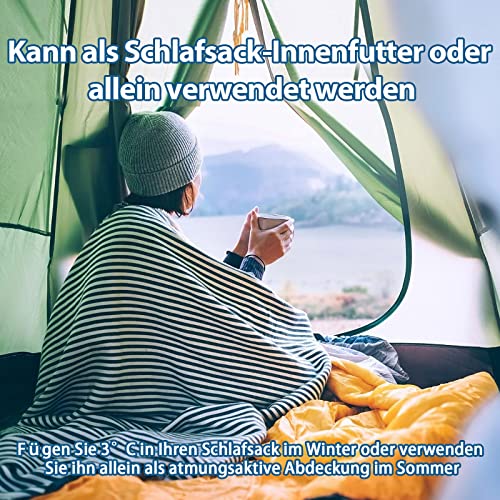 JAICOM Hüttenschlafsack, Ultraleichter Seideschlafsack für Reise, 2in1 Hüttenschlafsack, Bequemer und Weicher Schlafsack kleines Packmaß aus Mikrofaser, Ideal für Rucksackreise, Hotels