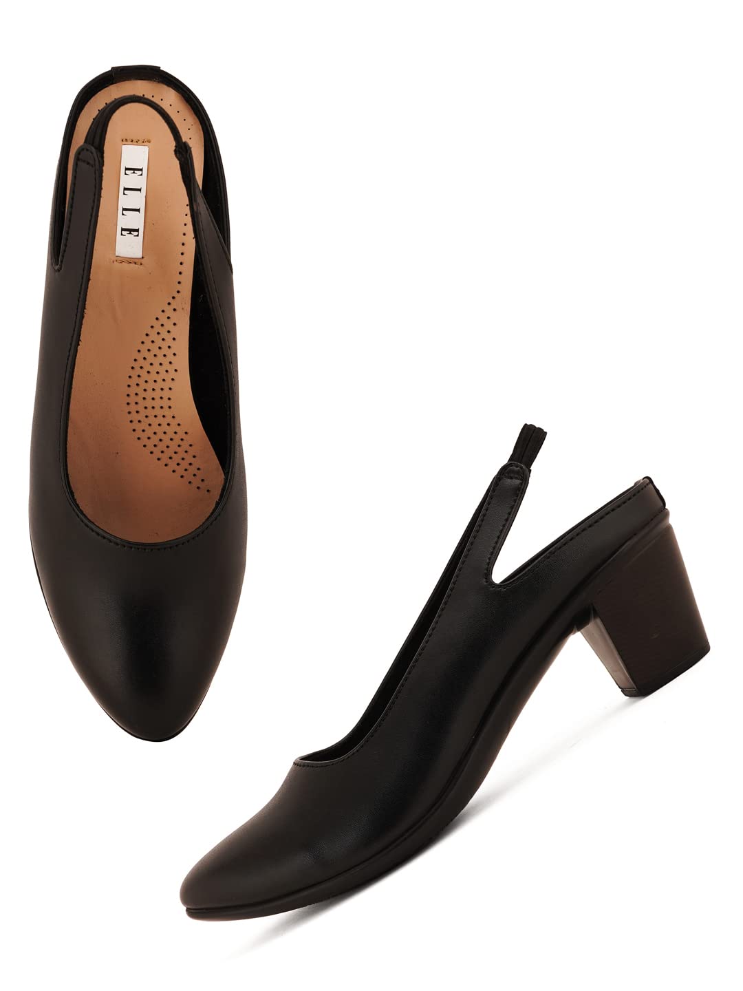 ELLE Womens Black Block Heel Pumps (B0BQF7V8KT) Amazon Price History, Amazon Price Tracker