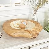 Deco 79 Teak Wood Handmade Live Edge Free Form Decorative Bowl with Capiz Interior, 5' x 16' x 16',...