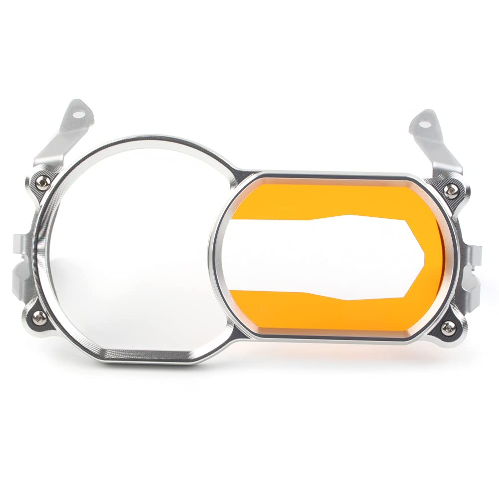 Cninba13 Motorbike Front Headlight Frame Cover Protector Accessaries for BMW R1200GS LC / R1200GS Adventure 2014-2020, R1250GS / R1250GS Adventure 2018-2020, Silver Frame & Yellow Lens Powersport
