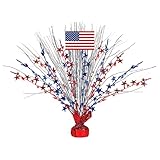 Large Patriotic Foil Spray Centerpiece 4th of July Party Table Decoration, 18