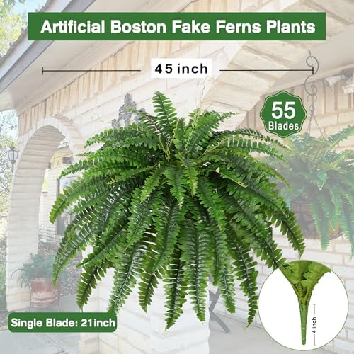 Dkaltm 45" Artificial Boston Fern (Set of 2), Outdoor Plants Alternate view