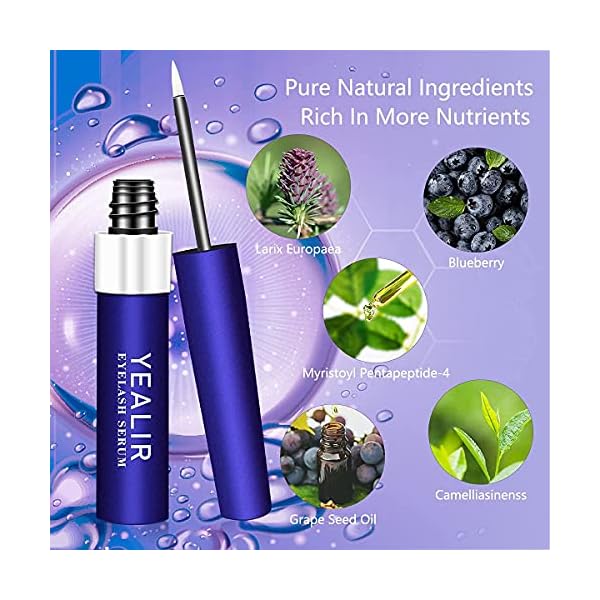 YEALIR Eyelash Growth Serum, Eyebrow Growth Enhancer,Lash Nourish Growth Serum 6ML & Eyelash Cleanser 60ML Kit, Lash Serum for Longer Fuller Eyelashes and Brows with Natural Extract