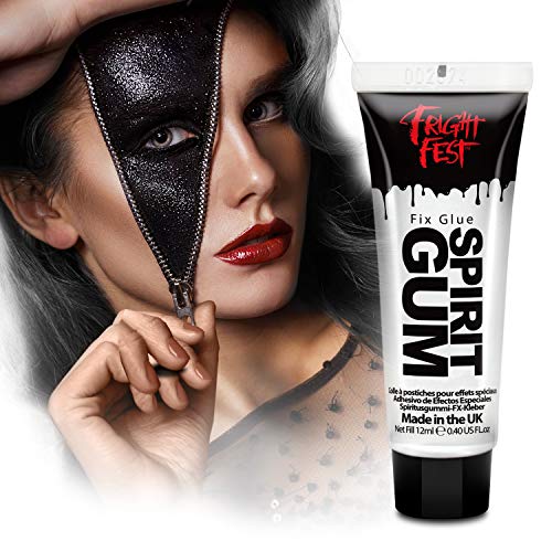 Mastix Spirit Gum Glue Adhesive 12ml Cosmetic Grade by Fright Fest - Fix prosthetic, gems, glitter great glitter tattoo glue, body glue, hair bonding glue, wig glue, make up glue (12ml) image 5