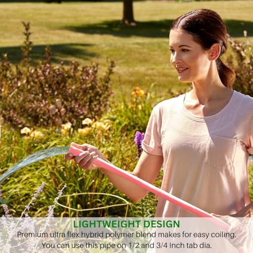 Image of ecofynd 30 Meter /100 Feet, 1 /2 Inch Flexible PVC Pink Water Pipe, Heavy Duty Long Pipes with Hose Connectors & Clamps, Home Garden, Car Wash, Floor Clean, Park Cleaning, Outdoor Indoor Use