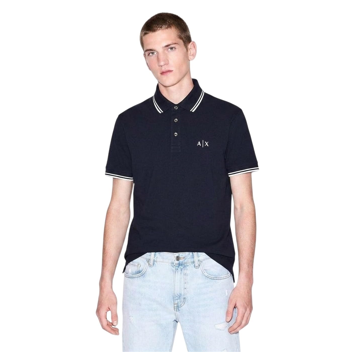 Armani Exchange Men's Blue Short Sleeve Polo Shirt in Size M, Sports Direct