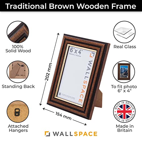 Wall Space 6x4 Brown Frame with Gold Inset, Brown with Gold Line, 6x4 inches - Image 2