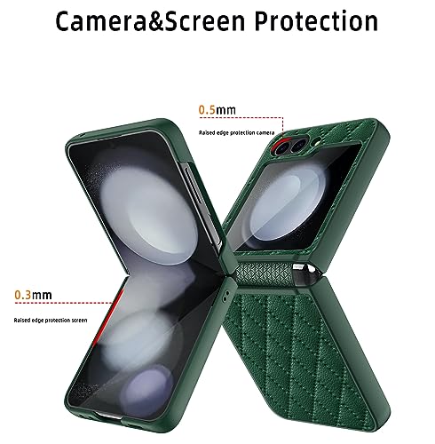Image of BOUNCEBACK Vegan Leather Case /Cover with Rubber Hinge Cover for Samsung Galaxy Z Flip5 / Galaxy Flip 5 Case Cover - (Leather | Black)