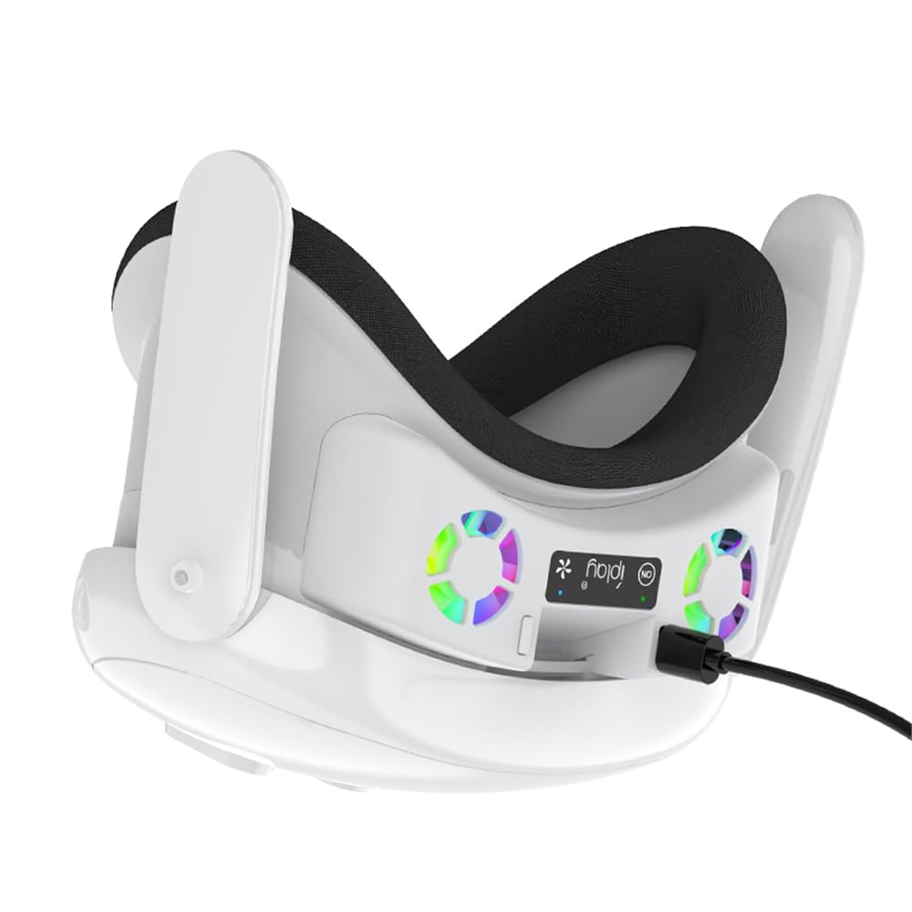 Couvre-Visage avec Ventilateur et lumière RGB Le Casque VR pour Meta Quest 3 Masque d'interface faciale à Circulation d'air de Remplacement pour Les Accessoires Quest3 (Blanc)