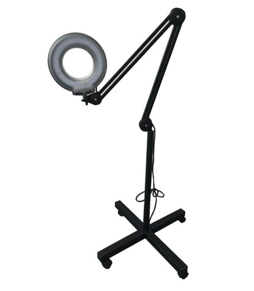 Lampa Podłogowa Z Lupą 5X, Lampa Podłogowa Z Lupą Salonową, Podstawa 4-Kołowa, Regulowana Wysokość, Stojąca Lampa Z Lupą Do Czytania,