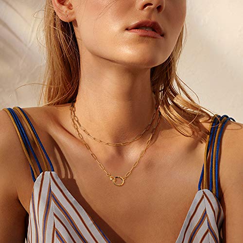 LANE WOODS Paperclip Necklace Pendant: 14K Gold Plated Dainty Link Chain Jewelry for Women4