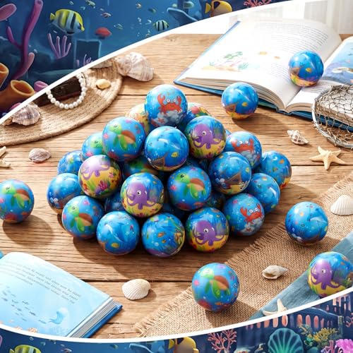 Image of 30 Pcs 2 Inch Under The Sea Party Favors Stress Balls Ocean Soft Foam Squeeze Ball Sensory Fidget Toy Gift for Kid Under The Sea Birthday Party Supplies, Girl Boy Gift, Finger Exercise