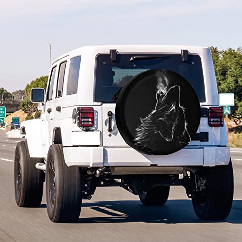 Image of Black 3D Wolf Spare Tire Cover Wheel Tire Cover Fit Trailer, RV, SUV and Many Vehicle 13inch
