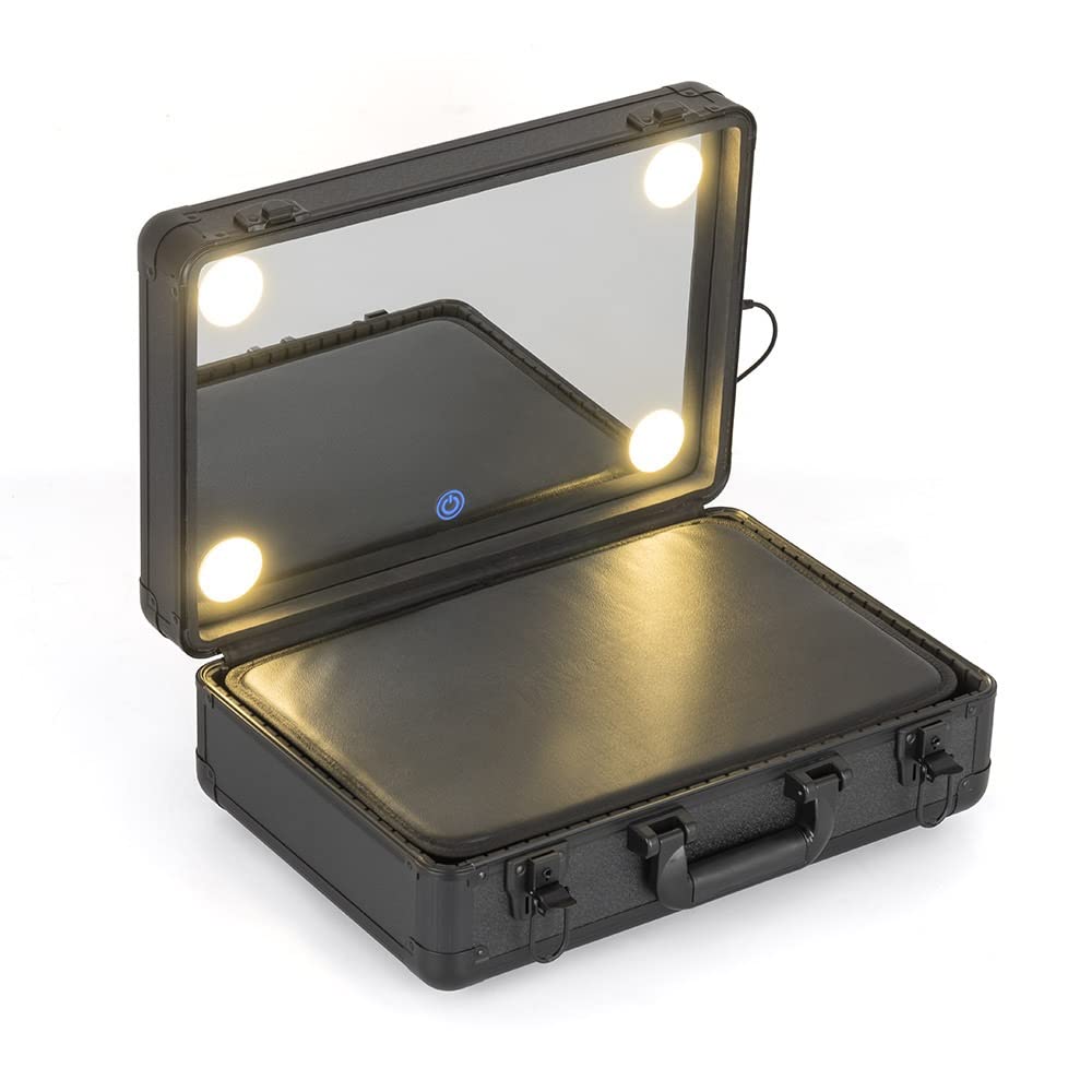 Scatola portaoggetti per cosmetici Valigia for truccatori Scatola for unghie professionale for bellezza con specchio LED Cassetta degli attrezzi for cosmetici da viaggio Contenitore per il trucco(S-40