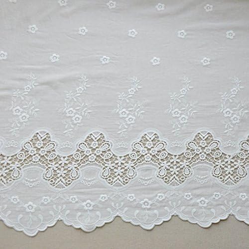 53 inches Width Off- White IRIZ Retro Cotton 3D Embroidery Floral Lace Fabric by The Yard